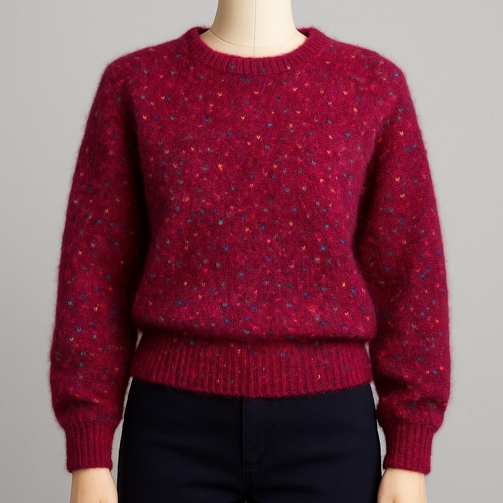 Vintage Reed Hunter Mohair Blend Speckle Sweater Fuzzy Bouclé Knit 80s 90s Large